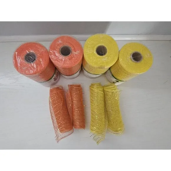 FloraCraft‎ SimpleStyle Decorative Mesh Yellow And Orange Set Of 4 New With Xtra - Picture 4 of 8